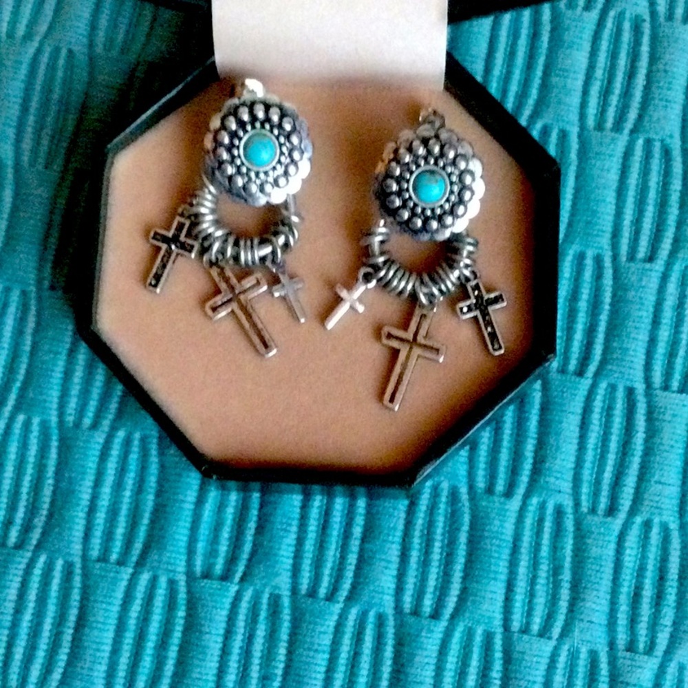 Rare Montana Silversmith Turquoise Cross Earrings